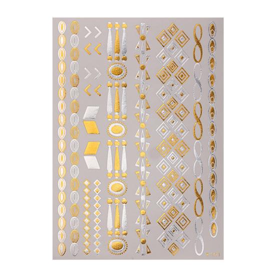 Golden Silver-color Metallic Tattoo Sticker for Women Girls Temporary Tattoo Sticker