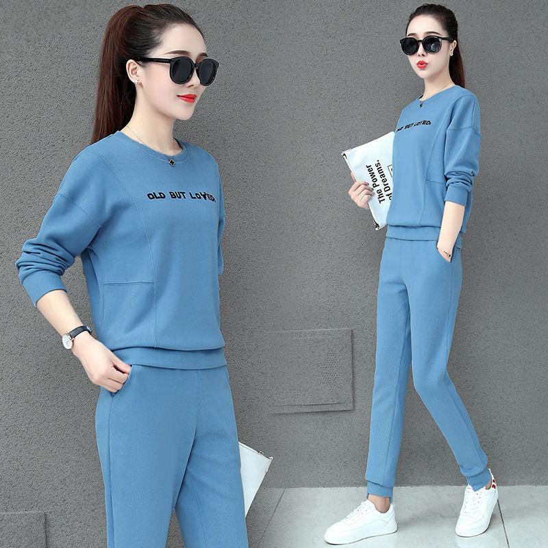 Sports Suit Women's Spring and Autumn Fashion Loose Long-sleeved Trousers Two-piece Casual Sportswear Set
