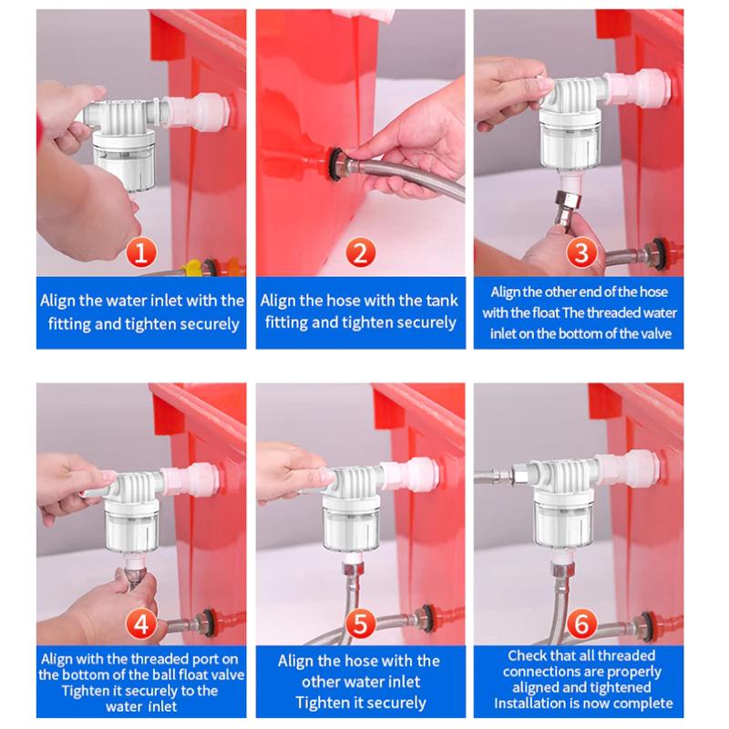Torre valvola di controllo automatico del livello dell'acqua da 1/2" 3/4" con sfera galleggiante installata all'interno del serbatoio, ingresso e uscita senza spina.