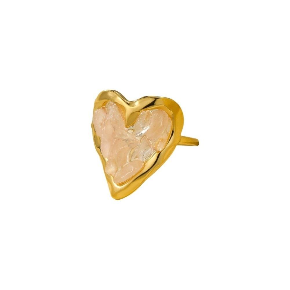 Light Luxury Heart-shaped Stone Ring Vintage Rhinestone Opening Ring Bohemian Ring Women Men