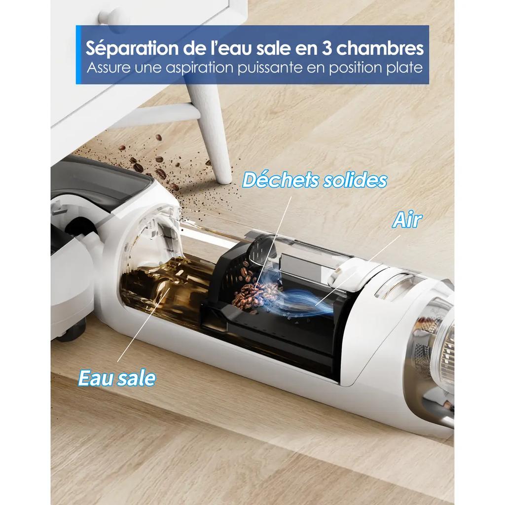Tineco Floor One Stretch S6 Wet and Dry Vacuum Flat Design 180° Low Access 13 Cm Self-cleaning FlashDry 70°C Runtime 40 Min