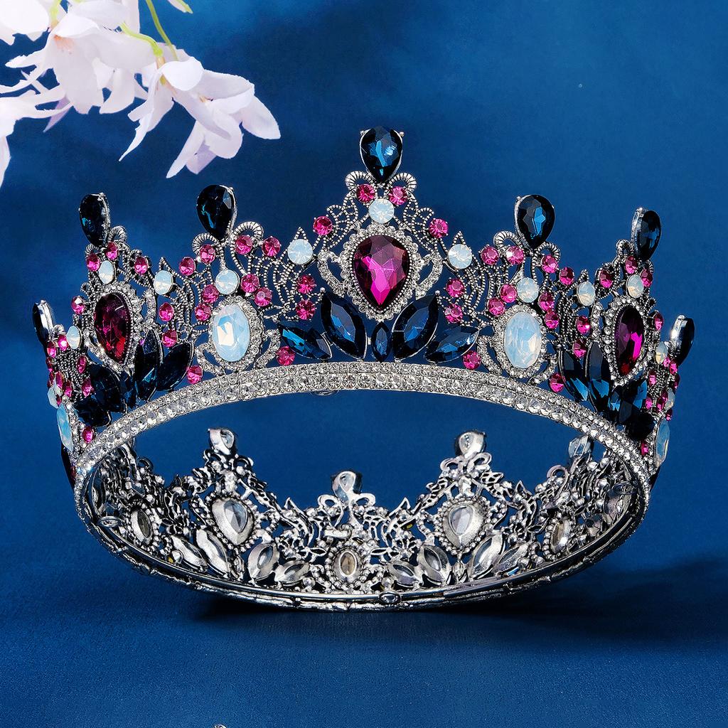 DIEZI 3 Colors Baroque Multicolor Crystal Crown Tiara For Women Girls Wedding Party 2025 New Luxury Elegant Bridal Hair Jewelry