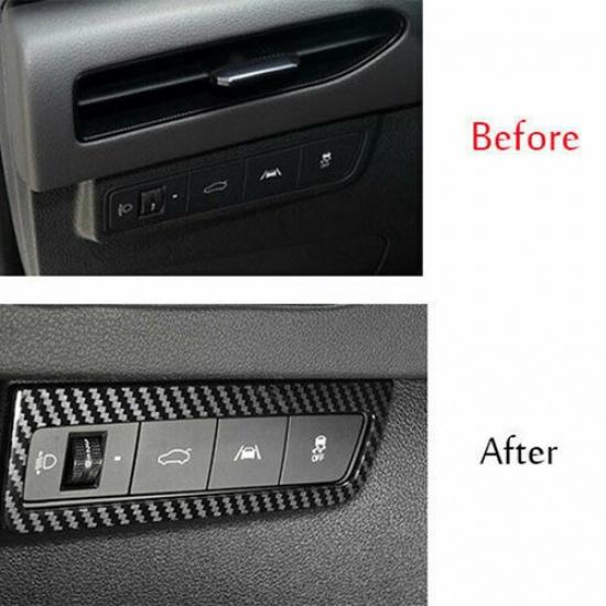 Carbon Fiber Headlight Adjustment Switch Cover Trim For Hyundai Sonata 2020 2021