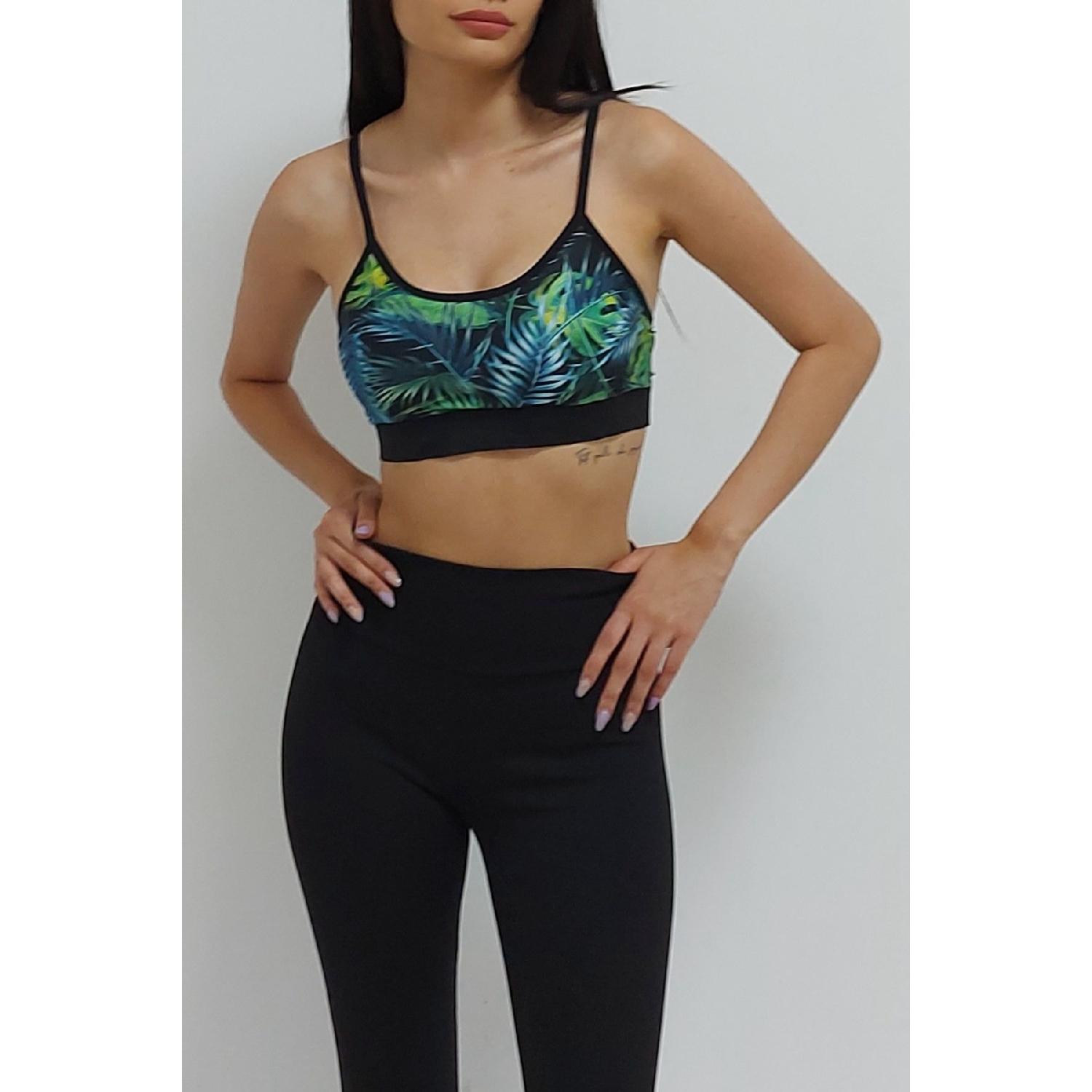 

Бюстье с рисунком на веревочных бретелях Черно-зеленый