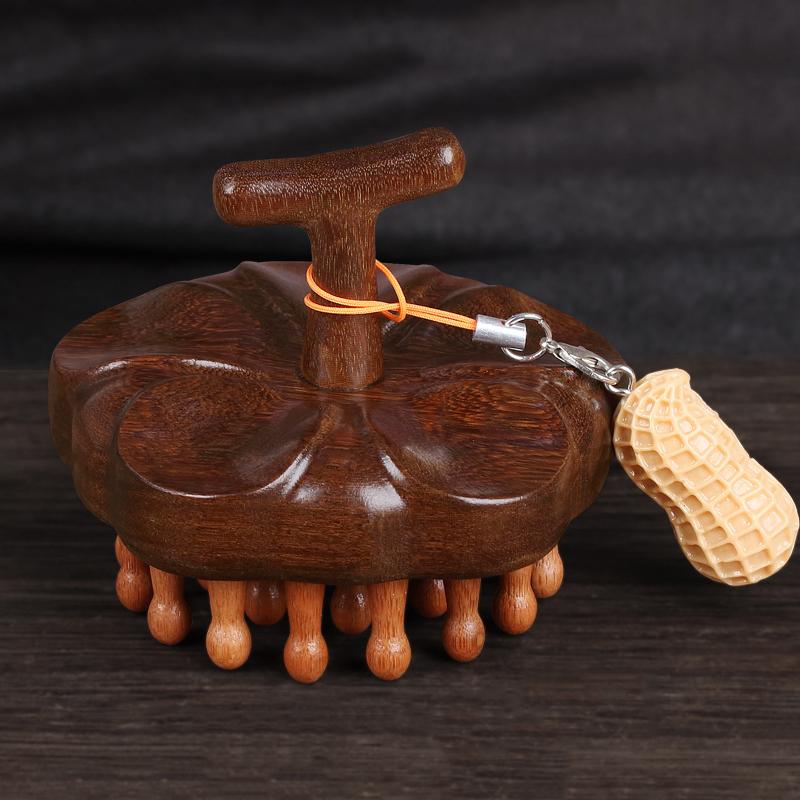 Natural Sandalwood Multi-Functional Head Massager Comb Scalp Therapy Circular Tooth Guasha Scraping Body Massager for Relaxation