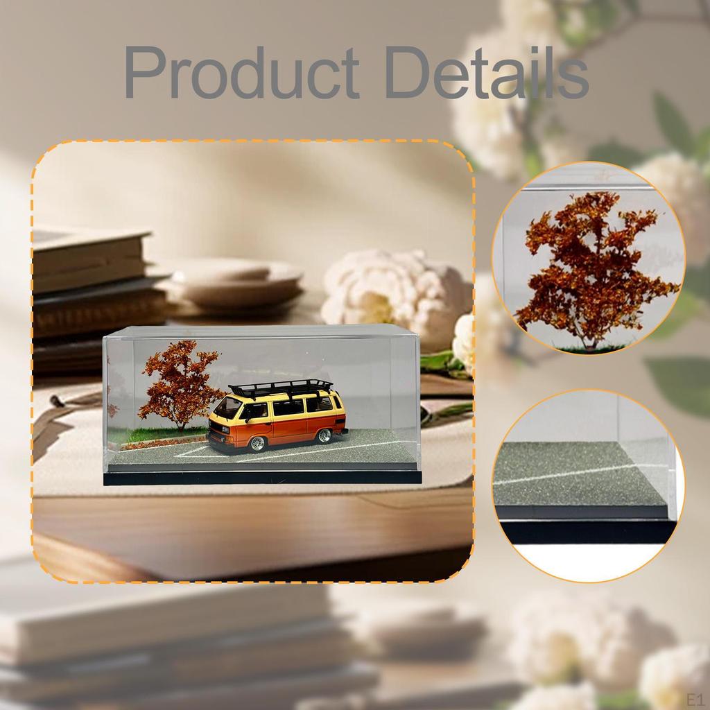 1/64 Scale Model Car Display Case Toy Storage Box Autumn Highway Ornament Decorative Dustproof