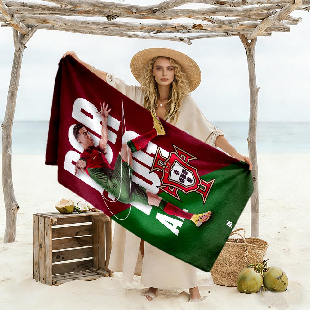 Cr7 Fußballlegende Strandtuch Superweich & Saugfähig Bequem Leicht Perfekt für Reisen Yoga Camping und Schwimmen