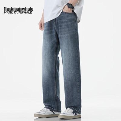 Mark Fairwhale Men's American Style Straight Wide-Leg Jeans