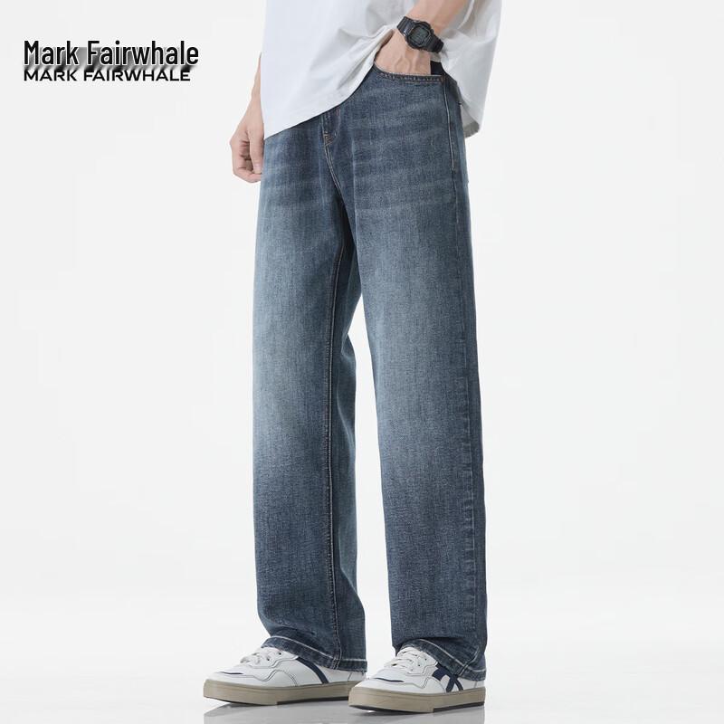 Mark Fairwhale Men's American Style Straight Wide-Leg Jeans