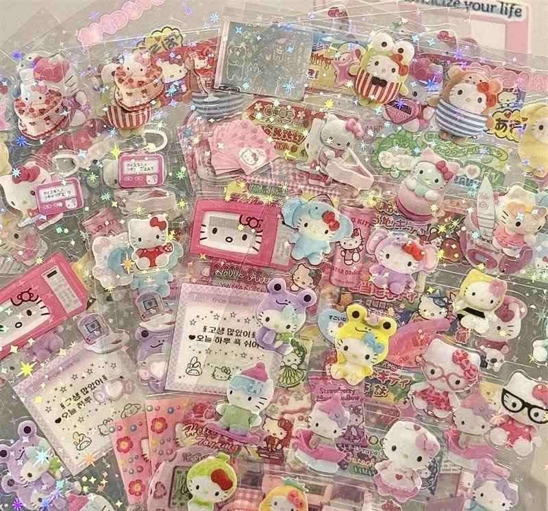 5Pcs Cartoon Cute Rilakkuma Stickers Die-Cutting Sticker Anime Handbooks Material Flashing Laser Sticker Kid Toy