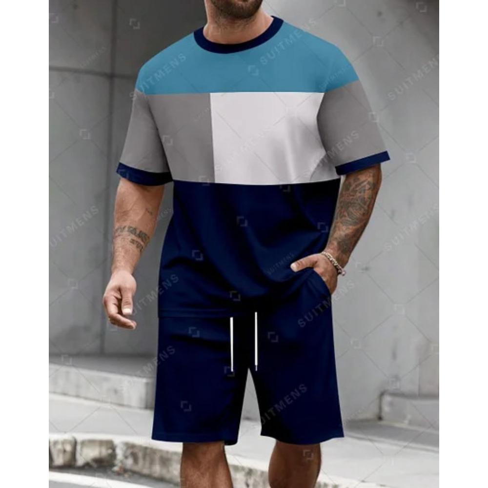 Men's Summer Comfortable Fashionable Colorful Pattern 3D Printed 2-piece Set Leisure Sports Style Loose Oversized Breathable Sports Wear