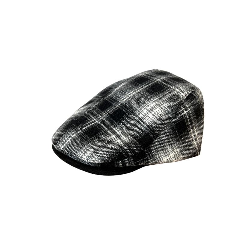 Casual plaid beret contrasting color forward hat spring and autumn men's and women's winter reverse cap versatile painter hat