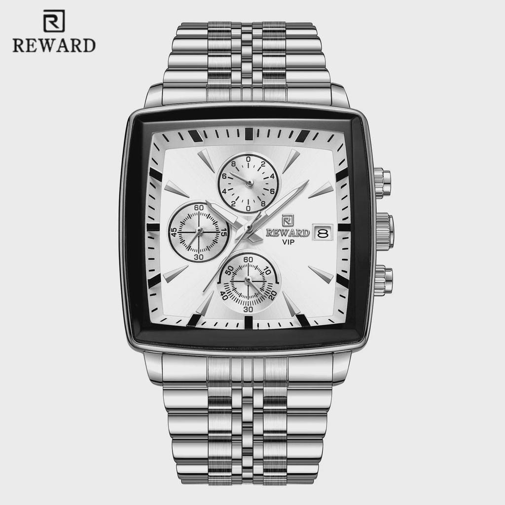 Fashion Square Quartz Watch Men's Luxury Steel Strip Business Date Chronograph Watches