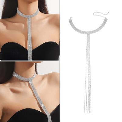 Diamond Tassels Clavicle Chain for Sweet Girls Adjustable Extended Chain Choker Dinner Party Ladies Summer Jewelry