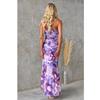 Women Summer Slash Neck Long Dresses Ladies Fashion Floral Printing Ruffle Hem Pleated Bodycon Party Maxi Dress