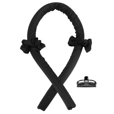 Heatless Hair Curler Foam Roller No Heat Curling Rod Headband with Hair Clip HairbandsBlack