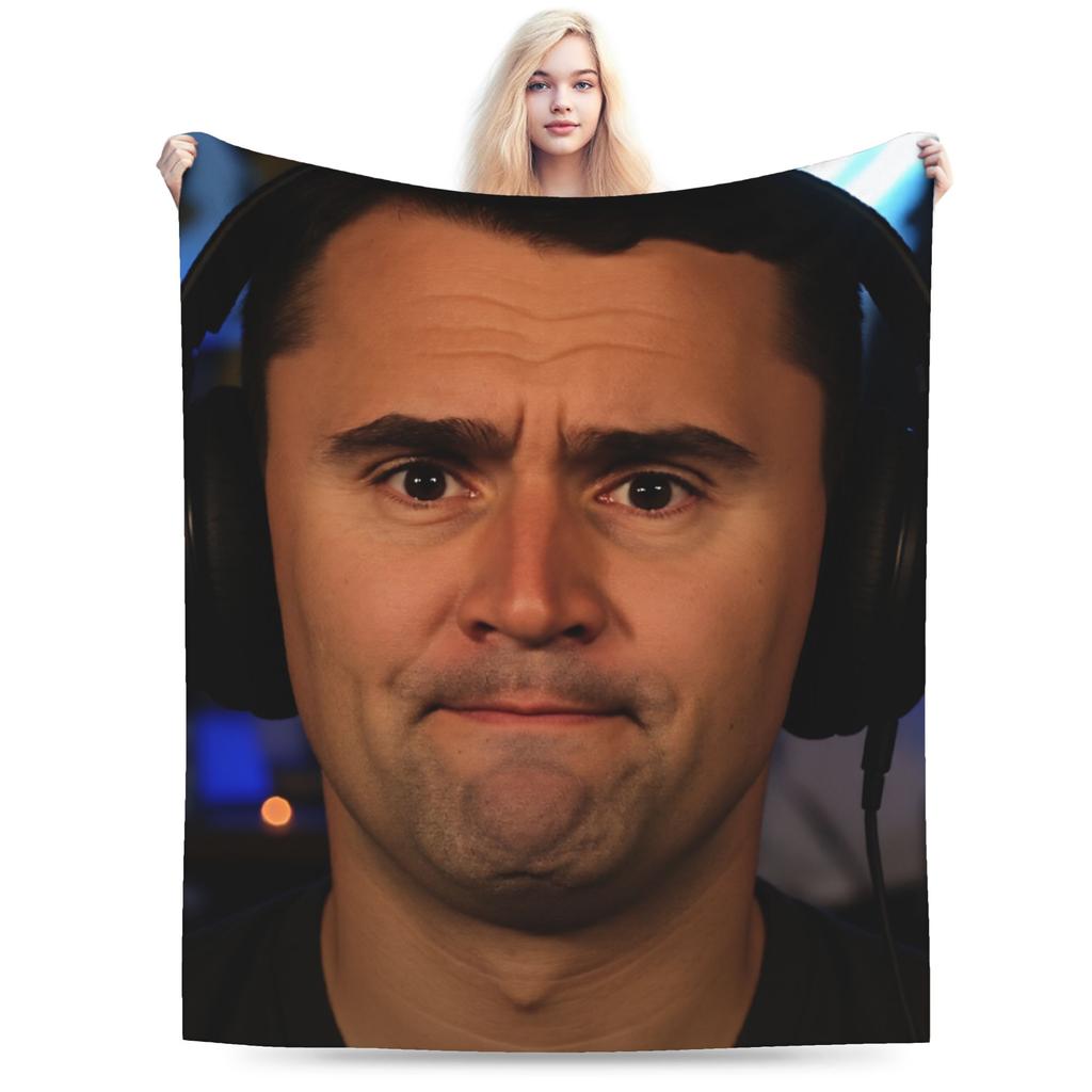 Warm Soft Blankets Camping Charlie Kirk Funny Meme Throw Blanket Novelty Bedspread For Outdoor