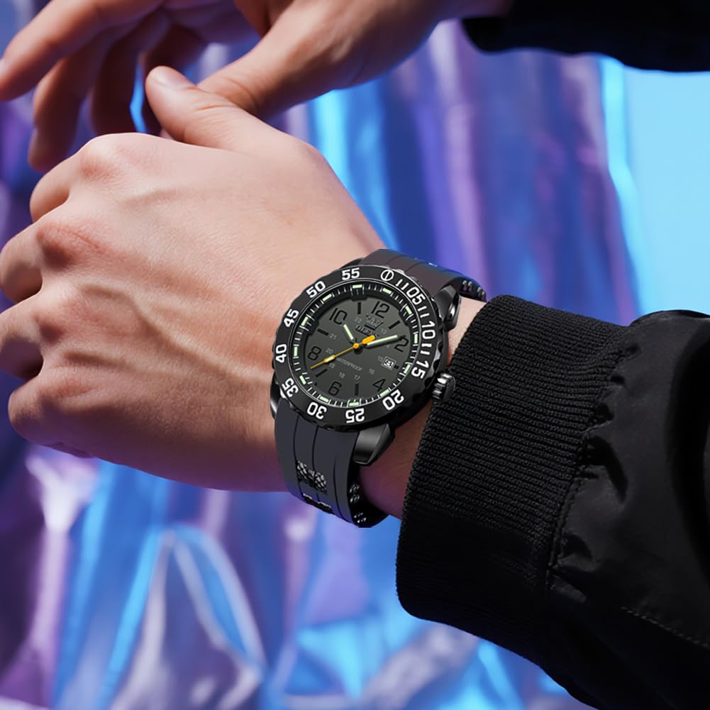 OLEVS Men's Quartz Watch 30M Waterproof Date Luminous Calendar Silicone Band Arabic Dial Easy To Read Popular Test Business Fashion Stylish Brand