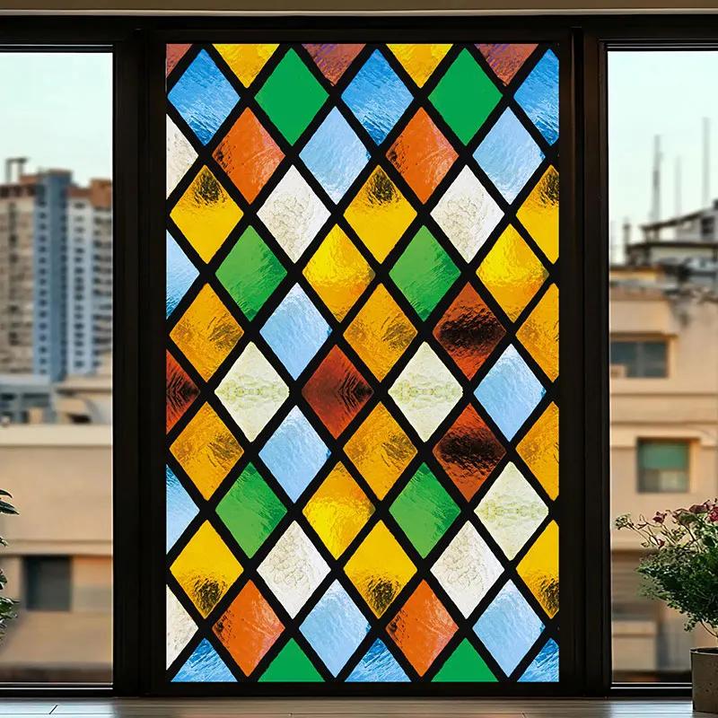 Retro Electrostatic Frosting Adhesive Free Art Painting Privacy Protection Window Film Stained Glass European Style Glass Film