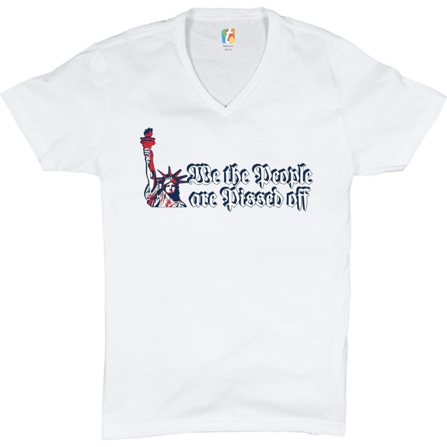 We The People are Pissed Off V-Neck T-Shirt Statue of Liberty Patriotic Tee S