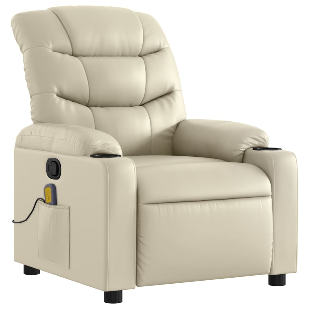 Massage Chair with Relax Function Artificial Leather Cream