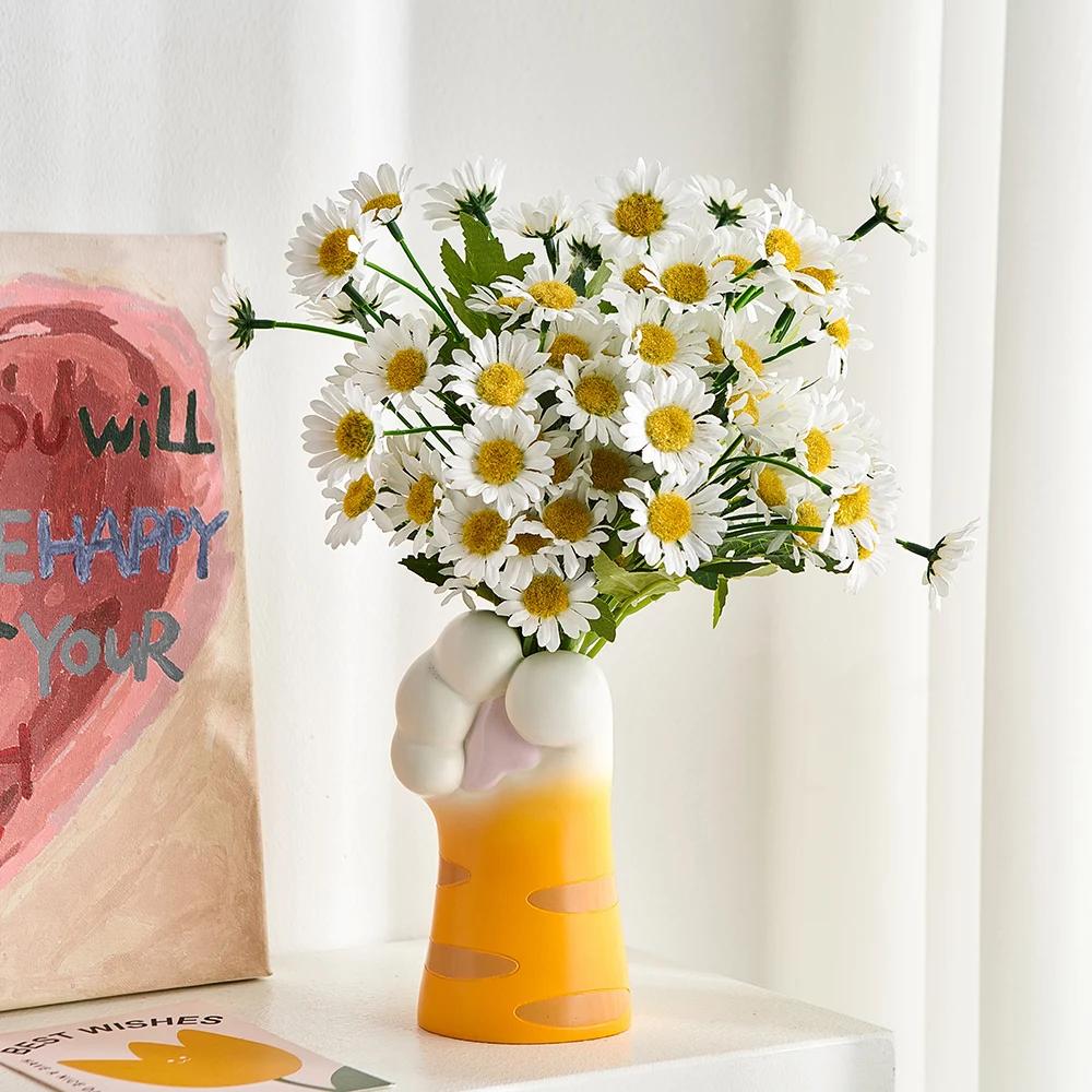 Lovely Cat Claw Shaped Vase Aesthetic Room Decoration Home Flower Pot Modern Table Decorative Vases Creative Bookshelf Ornaments