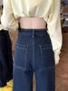 Women's Fleece-Lined Wide-Leg Jeans: Cozy Autumn/Winter Style, Scimitar Design, Plus Size, Ideal for Pear Shapes, Floor-Length.