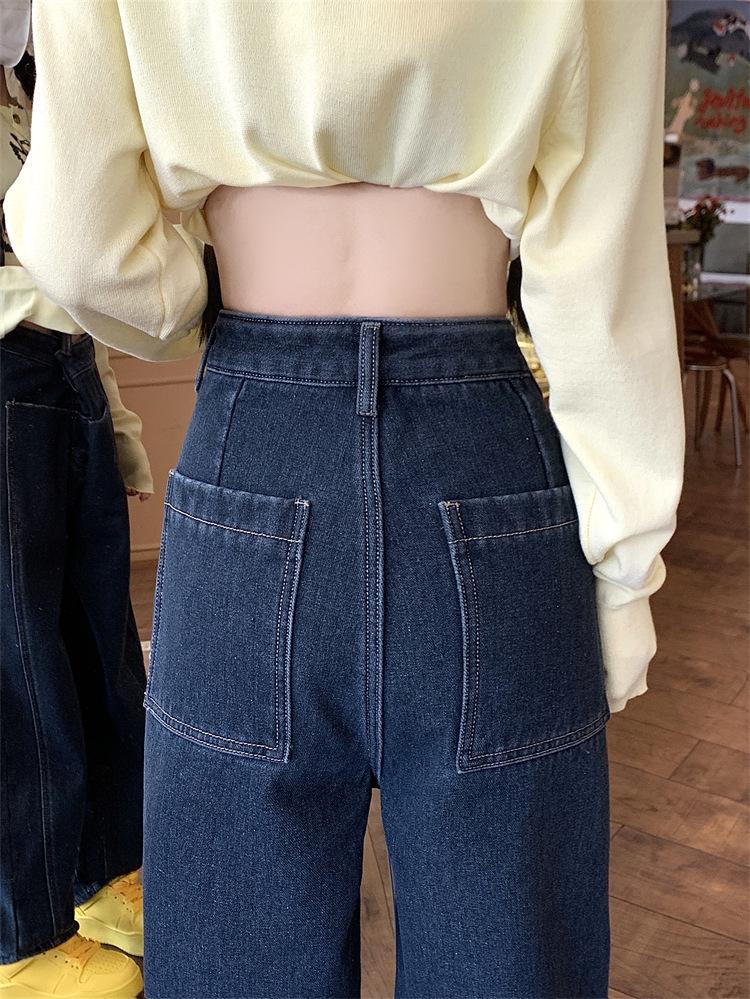 Women's Fleece-Lined Wide-Leg Jeans: Cozy Autumn/Winter Style, Scimitar Design, Plus Size, Ideal for Pear Shapes, Floor-Length.