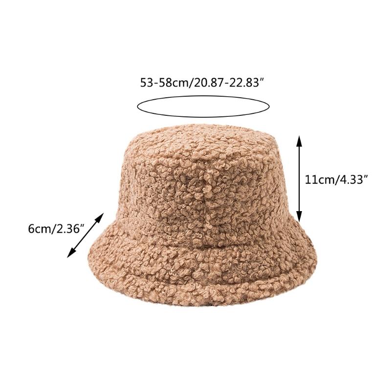 Lamb Wool Plush Hats Solid Color Wide Brims Caps All-match Fall Winter Plush Hat Plush Hat Bucket Hats for Women & Men
