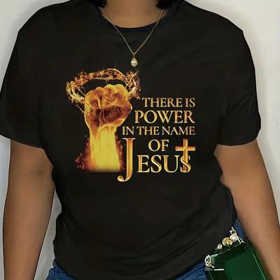 Jesus Letter Print T-Shirt Casual Crew Neck Short Sleeve T-Shirt Unisex's Clothing Tee Unisex Unisex Streetwear Fashion Clothes