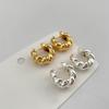 Korean Style Cable Knit Croissant Earrings - Hip Hop Retro Ear Hoops & Studs for Women