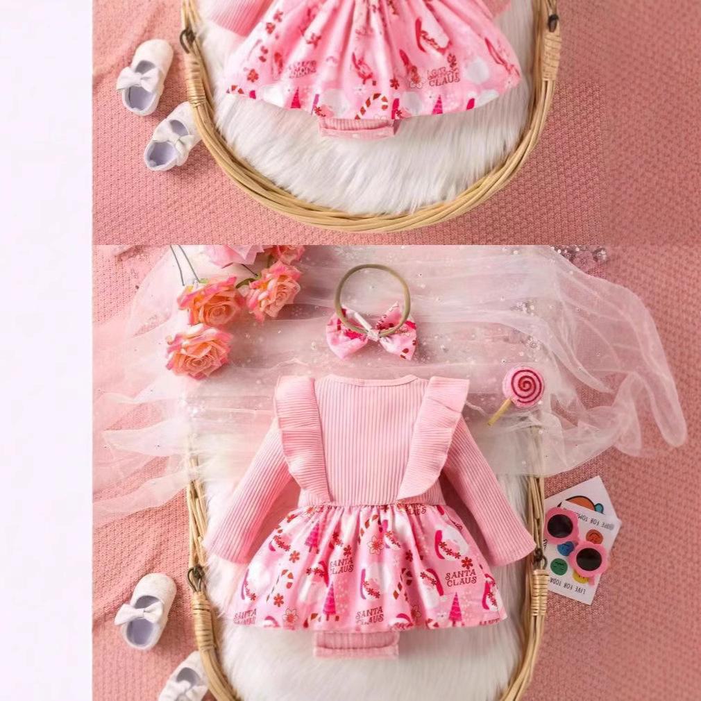 Baby Girl's Bowknot Dress Bodysuit with Hairband (Spring/Autumn)
