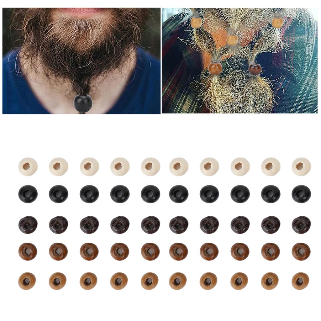 50 Stück Holz Bartperlen DIY Elegante Dreadlocks Perlen Anhänger für Haarflechten Armband Halskette