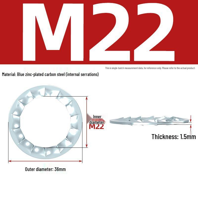 Carbon Steel Zinc-Plated Lock Washer with Inner and Outer Teeth