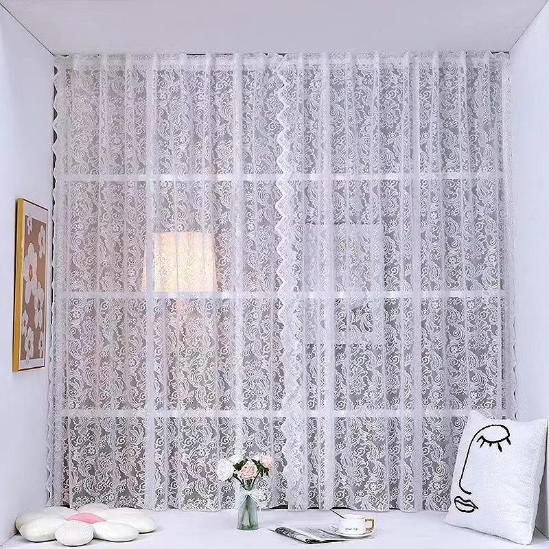 

2/1Pcs Vintage Lace Curtains French Style Floral Sheer Curtains Rod Pocket Window Drapes For Living Room Bedroom Decor Itemation S 1.45X100CM&1pc