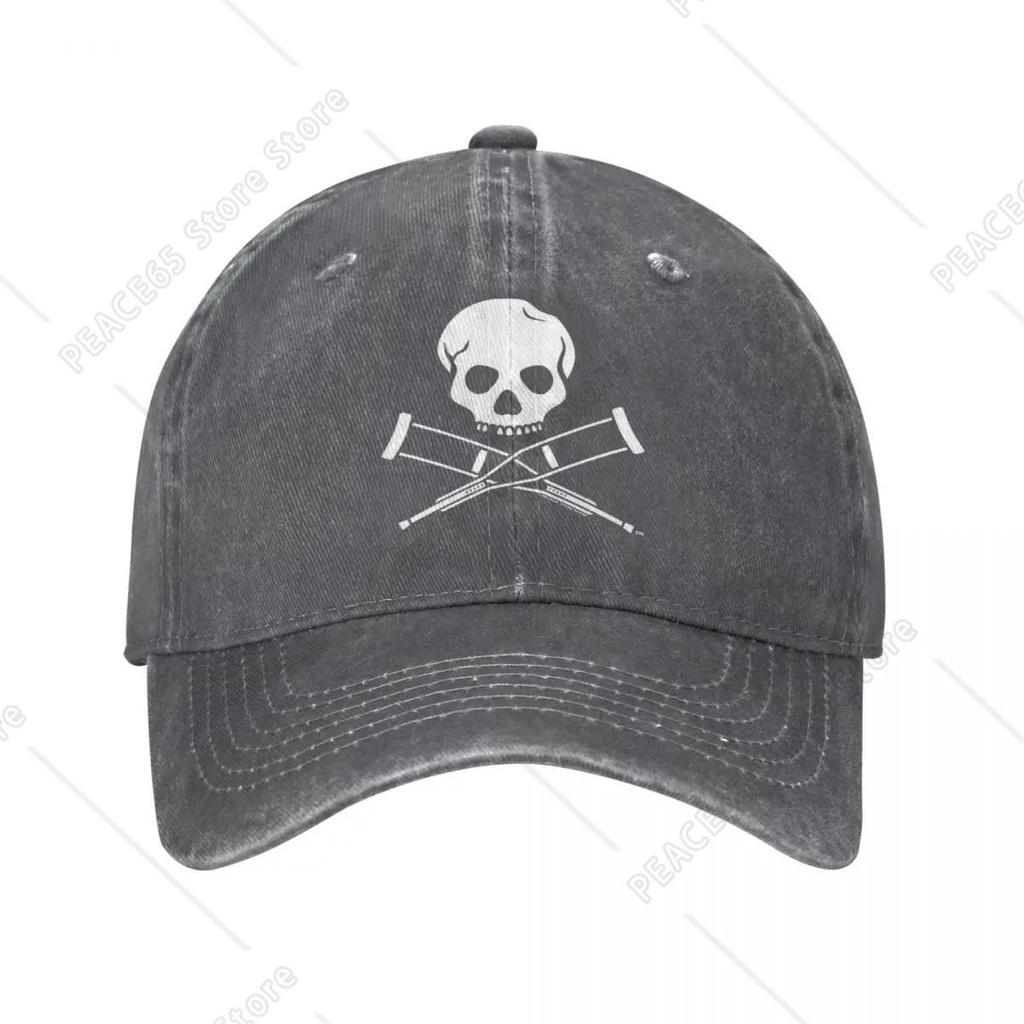 Jackass Skull And Crutches Baseball Caps Fashion Distressed Cotton Headwear Unisex Outdoor Summer Hats Cap