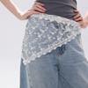 Women S White Lace Tie Triangle Scarf For Jeans Decoration