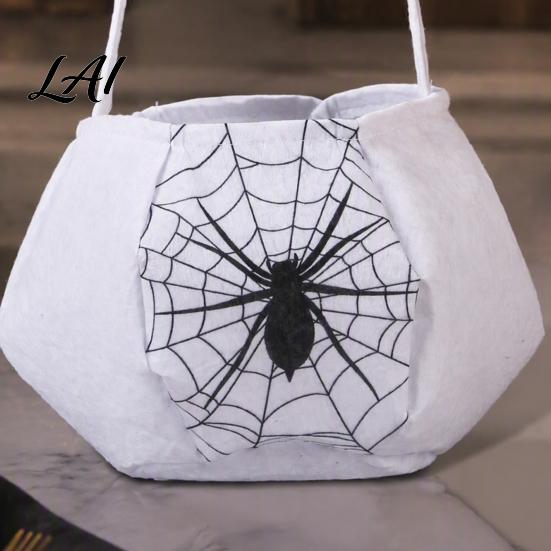 Sturdy Fabric Candy Buckets Halloween Trick or Treat Bag Funny Ghost Expressions Non-woven Handbag Accessories Lightweight for Kids Party Favors And