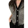 Gestrickte Strickweste Cardigan Damen Herbst und Winter Neu Koreanischer Stil Locker Layering Retro Ärmelloses Top