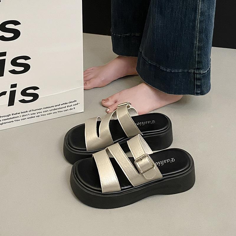 Retro cool slippers women's platform slippers summer 2025 new fashion casual versatile beach cool slippers