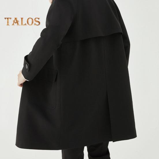 Herren Windjacke Revers Langarm Freizeitmantel Herbst Winter Mittellange Oberbekleidung Einfarbig Lockere Passform Täglicher Arbeitsmantel mit Taschen