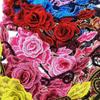 3D Embroidered Sewing On Patches Hollowed Out Multicolor Rose Flower Patch Sticker Detachable Floral Neckline Collar Applique