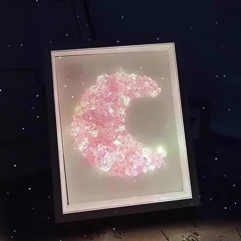 Handmade Starry Crystal Christmas Tree Night Light & Photo Frame Kit - Unique Gift for Women