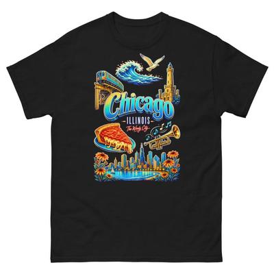 Chicago Illinois T-Shirt Souvenir Tee Windy City Skyline Travel Keepsake Gift Shirt