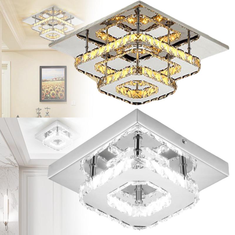 Elegant Square Crystal Led Ceiling Light Modern Minimalist Design For Living Room