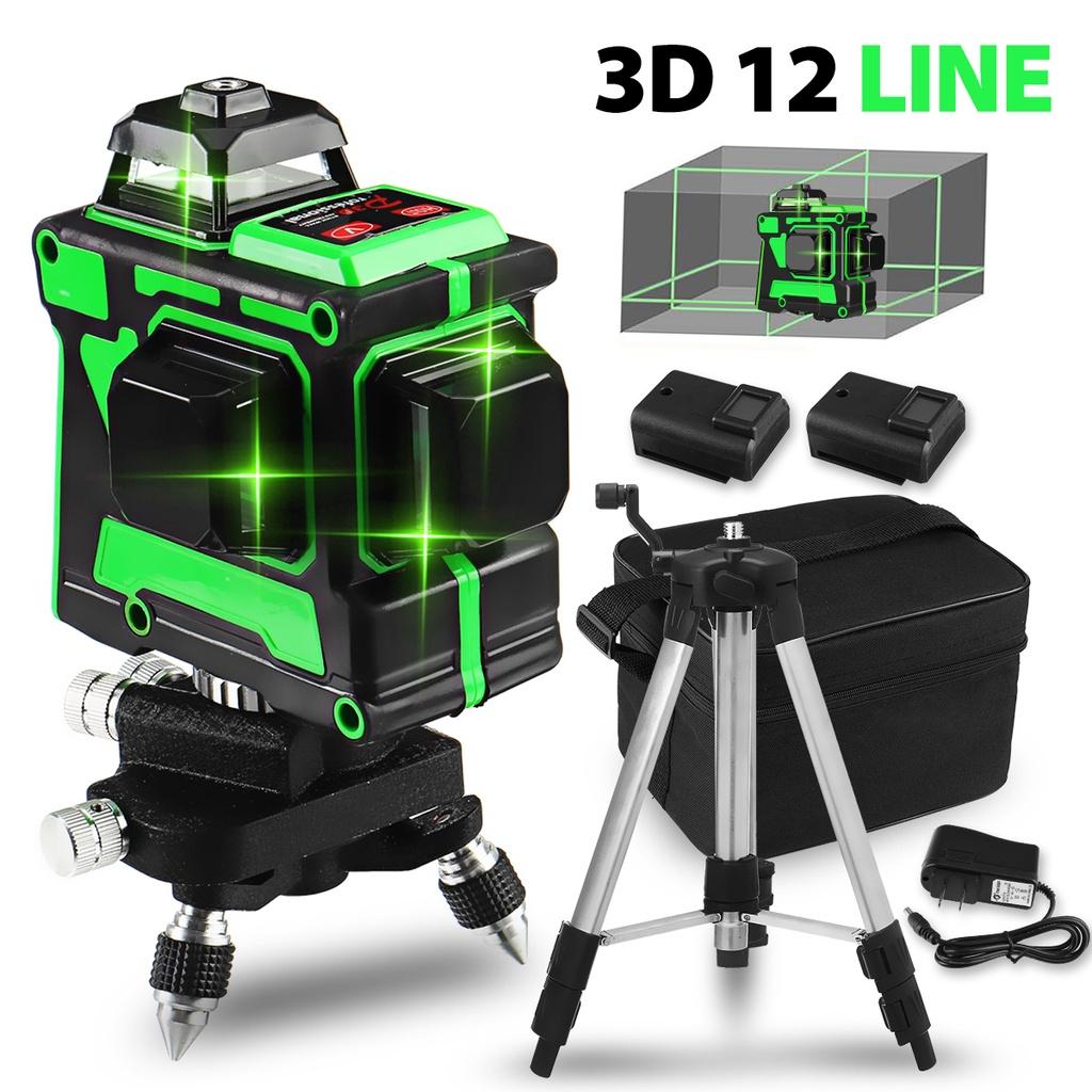 AC 100-240V 12 Lines Self-Leveling 3D Laser Level 360 Horizontal And Vertical Powerful Green Laser Beam Line Laser Level with Bracket/Tripod