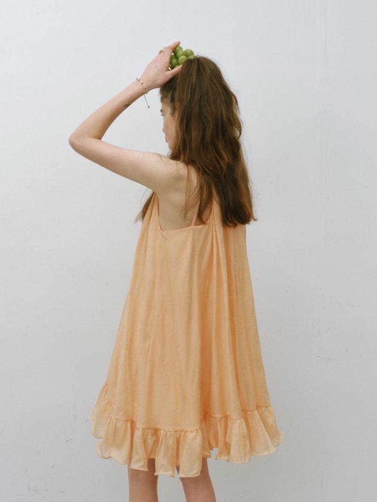 Sinseuden Apricot Halterneck Mini Dress
