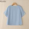 ZANZEA Blusa holgada informal de manga corta con cuello redondo de verano para mujer