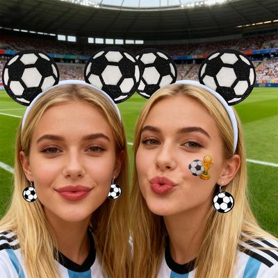 2026 USA Canada Mexico World Cup Fan Supplies Headband Earrings Tattoo Stickers Three-Piece Set Football Cheer Props