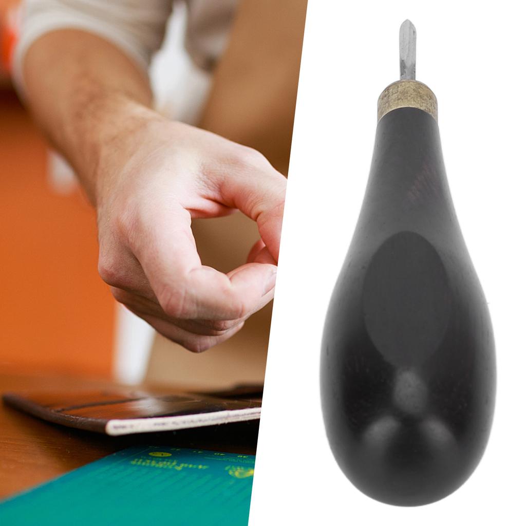 Rhombus Awl 5mm/6mm Professional Mahogany Handle Sandalwood Leather Diamond Awl Hand Made Sewing Leather Tools